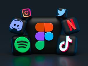 Färgglada sociala medieikoner för Instagram, X, Spotify och TikTok